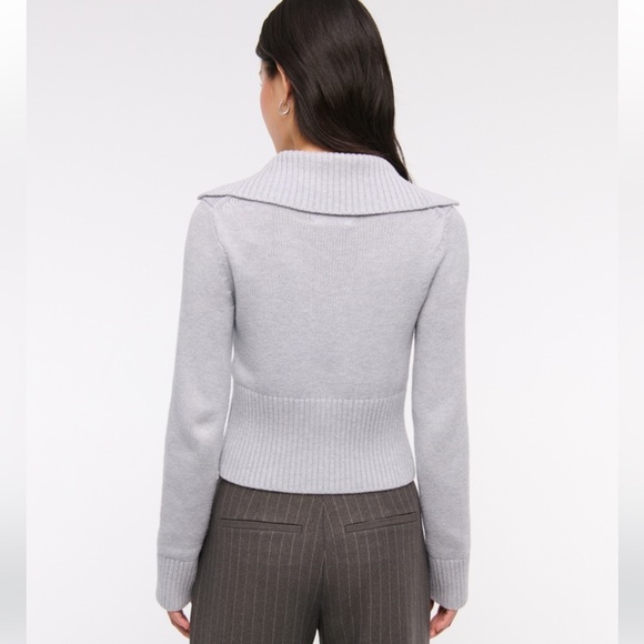 Abercrombie Zip-Up Collared Cardigan in gray size Small - Picture 3 of 8